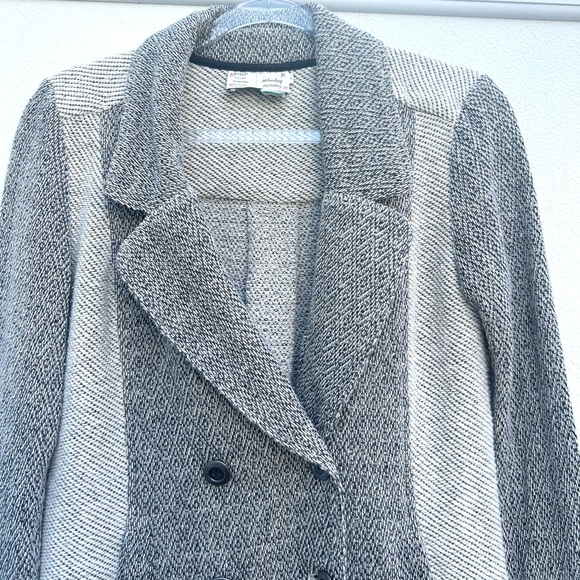 Anthropologie Saturday Sunday Blazer Women XS Gray Tweed Knit Cotton Equestrian - Picture 10 of 14
